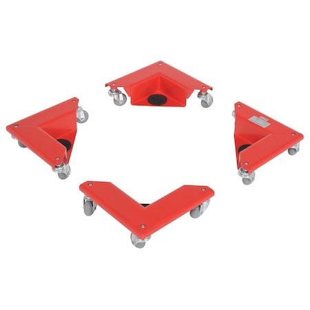 Red Steel Corner Mover Dolly 1200 Lb Capacity Per Set 4 Pack